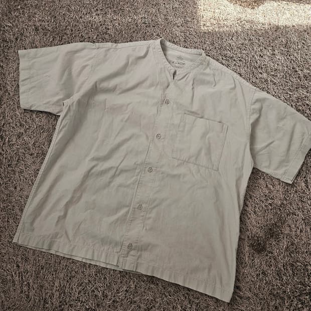 무인양품(Muji) 논 카라넥 코튼 반팔 셔츠