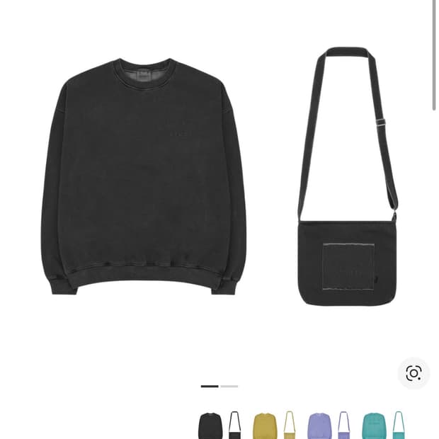 아이앱 스튜디오 피그먼트 스웨트셔츠 & 미니백 블랙 XL