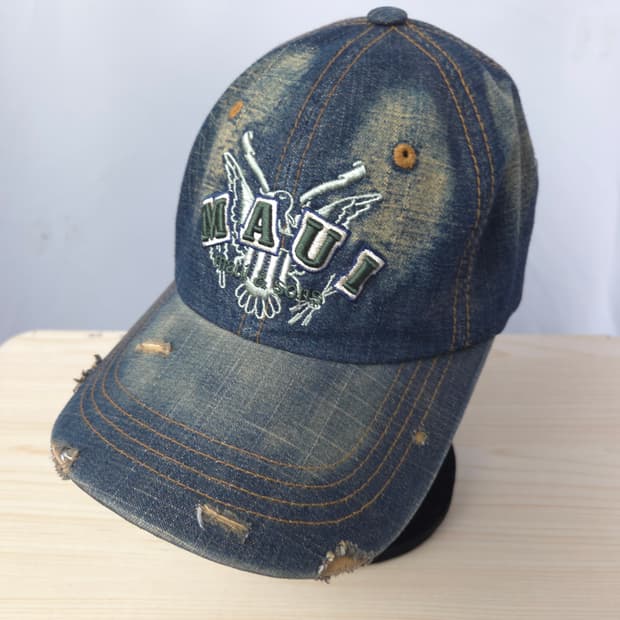 마우이 데님 독수리 자수 볼캡
