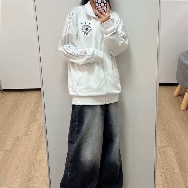 아디다스 독일 국대 화이트 실버 트랙탑 져지