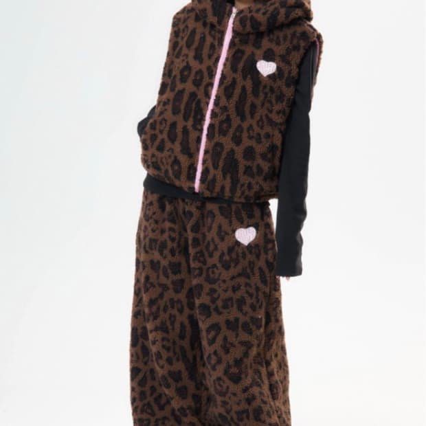 호피 조끼집업+바지 셋업