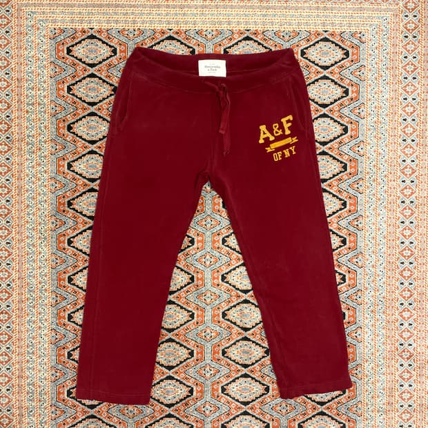 아베크롬비 레드 기모 트레이닝 팬츠 남성M
