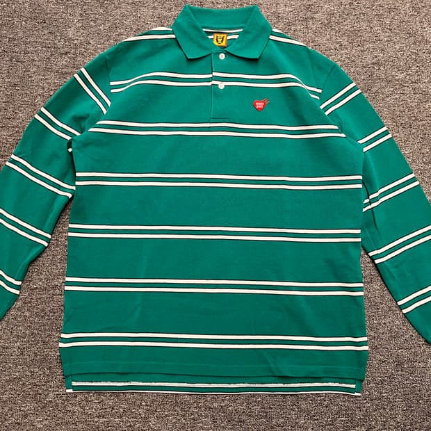 [100] 휴먼메이드 스트라이프 폴로 긴팔티 S 