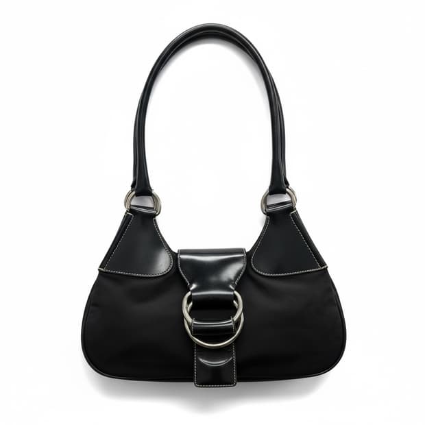 프라다 정품테수토 링 장식 레더 트리밍 숄더백