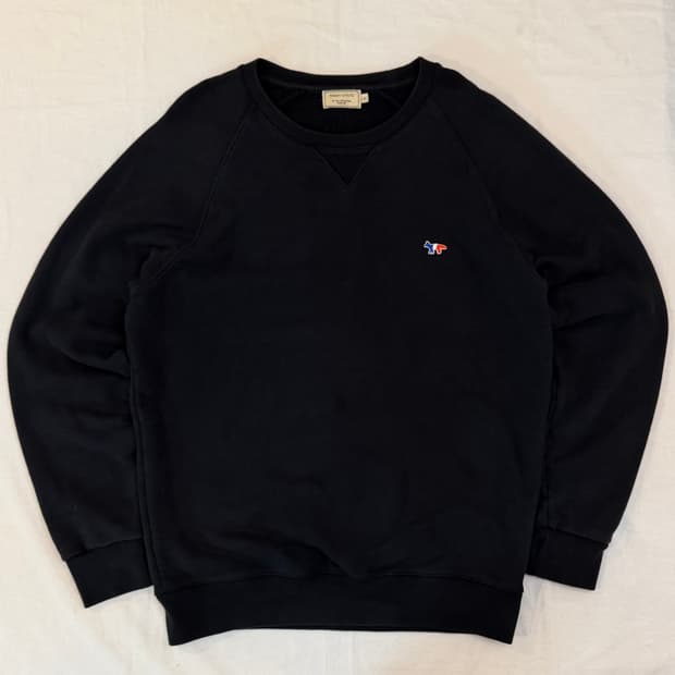 메종키츠네 트리컬러 폭스 맨투맨 스웻셔츠 블랙