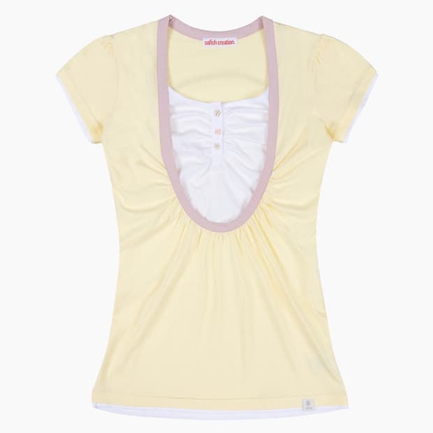 !!!구해요) shirring U neck T-shrits, Yellow