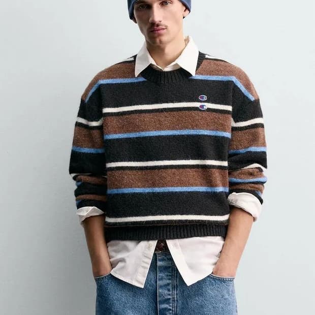 자라x챔피온 스트라이프 니트