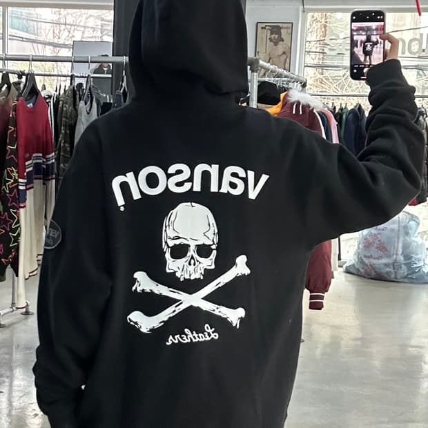 벤슨 스컬 본 빅로고 후드집업 데드스탁 