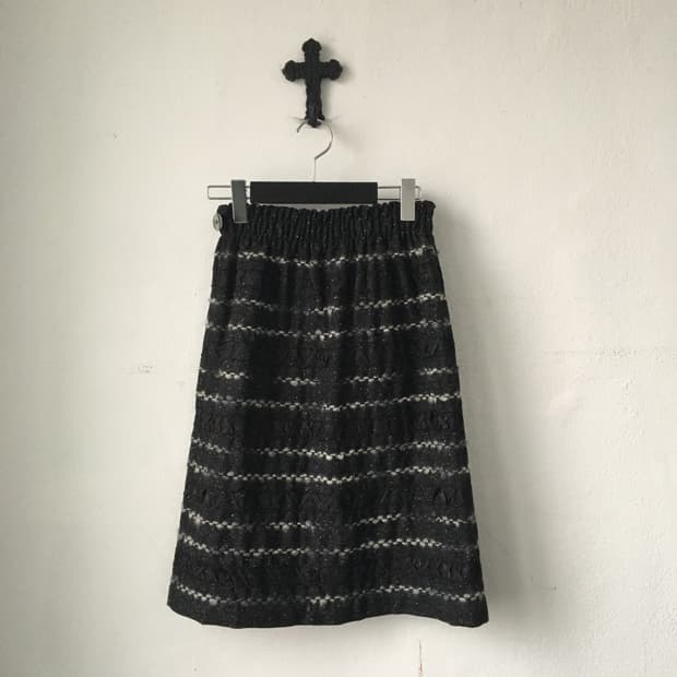 Layer point woolen knit skirt