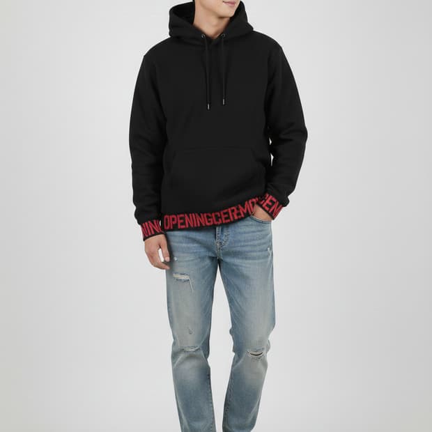 오프닝 세레모니 로고 밴딩 블랙 후드티