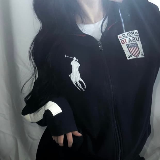 🐰폴로 랄프로렌 빅포니 성조기 usa 딥네이비 코튼 집업 저렴🪽🤍