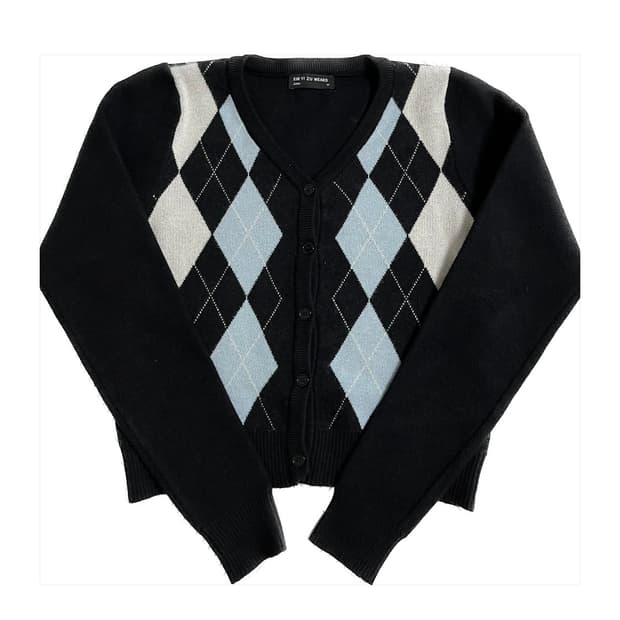 디에어타운 아가일 패턴 가디건 / 지그재그 에이블리