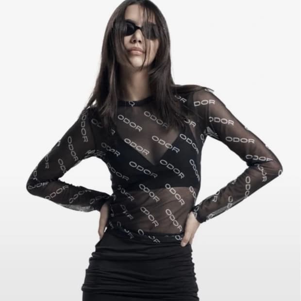  ODOR signature mesh top in black