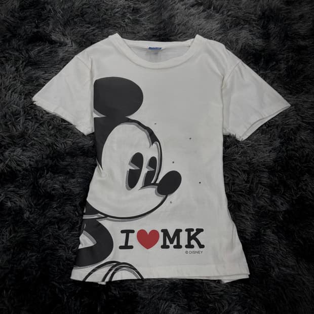 disney 미키마우스 키치 프린팅 흰색 반팔티