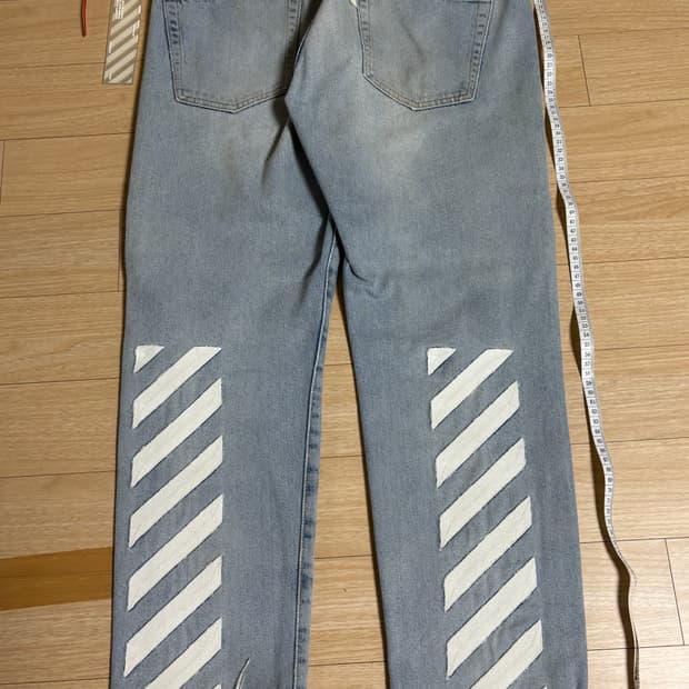 오프화이트 연청 데미지 데님