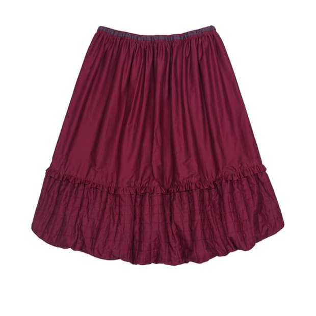 QUILTED SHIRRING BALLOON SKIRT BURGUNDY