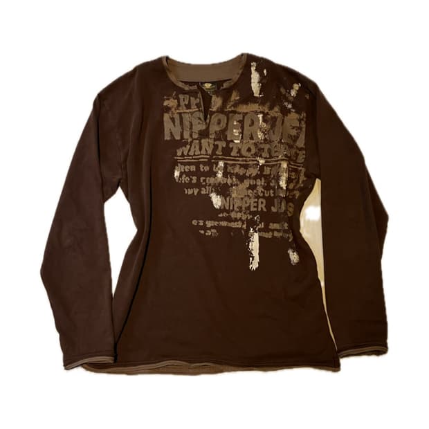 Y2K 브라운 레이어드 롱슬리브