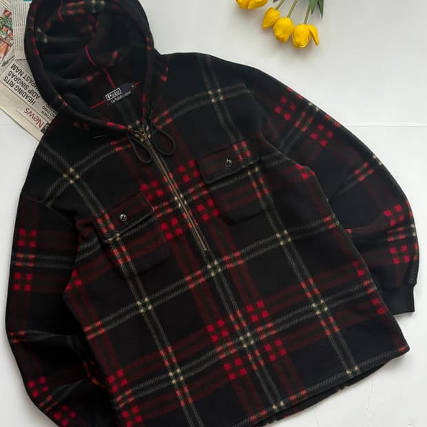 Polo 폴로랄프로렌 빈티지 체크 플리스 후드