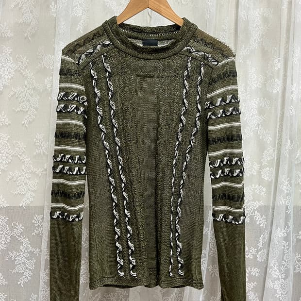 M) 저스트까발리 just cavalli 린넨 니트 카키