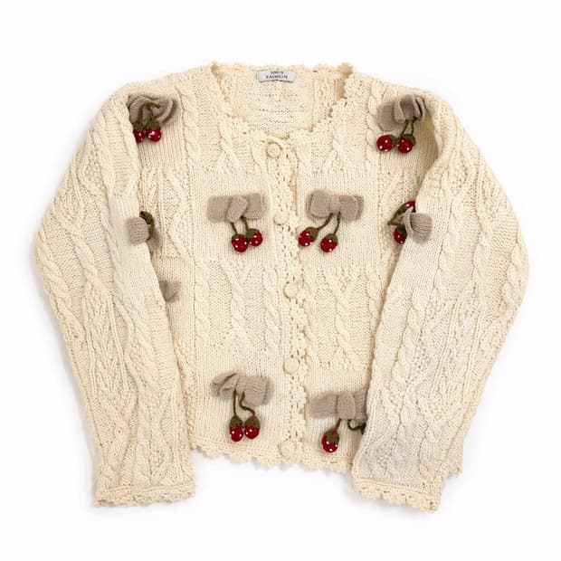 체리 포인트 울 니트 가디건 