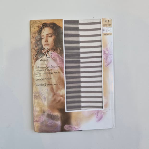 17°C Celsius 그레이 스트라이프 팬티스타킹