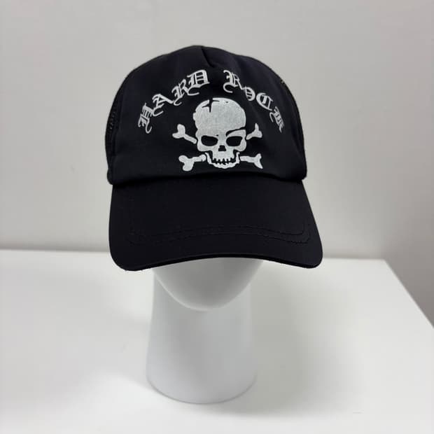 hard rock skull logo mesh cap