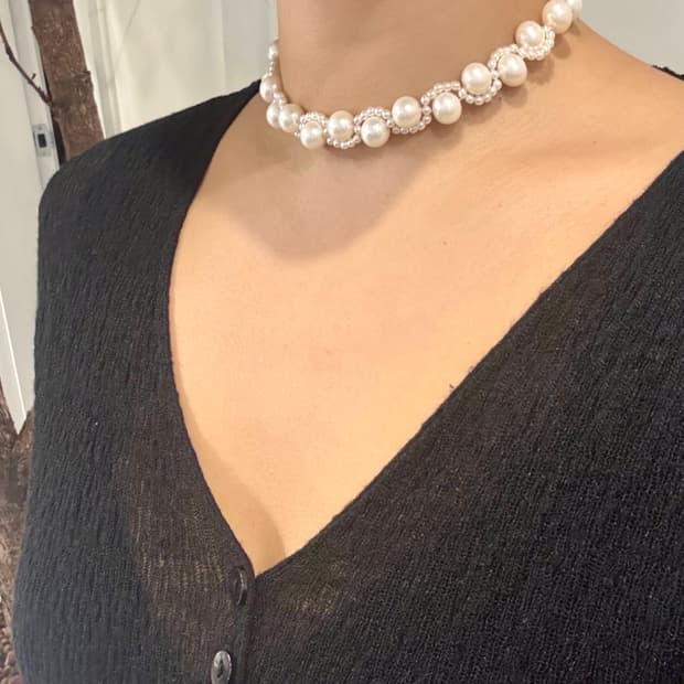 진주목걸이 초커형