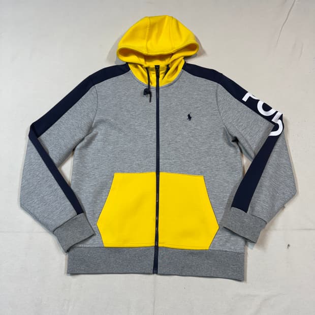 M) 폴로 랄프로렌 스펠로고 후드집업 그레이/옐로우