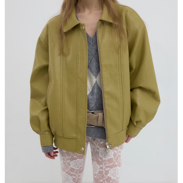 오버듀플레어 빈티지 레더 블루종