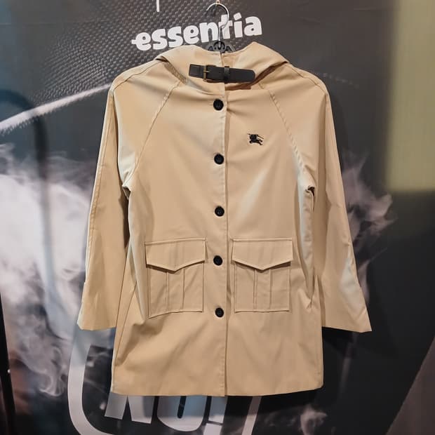 후드 트렌치 코트 베이지