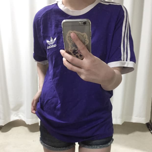 아디다스 퍼플 링거 트랙탑 반팔 티셔츠