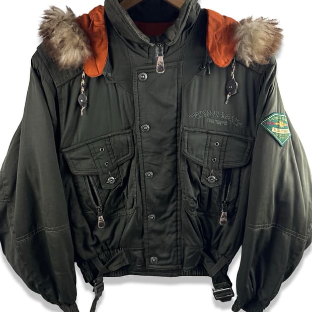 90s vintage fur shell bomber jacket2354