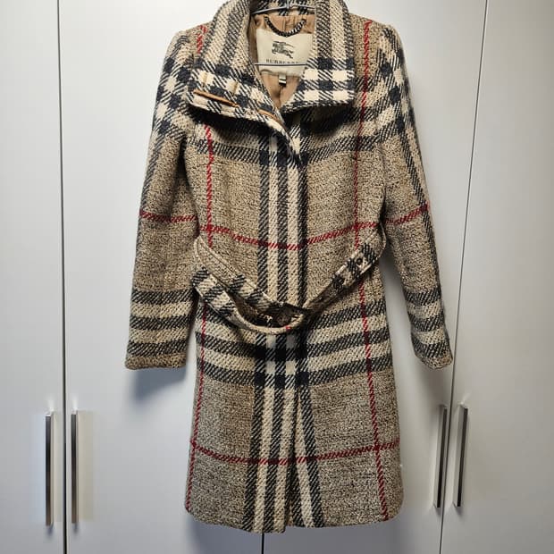 버버리 램스울 체크 코트 55
