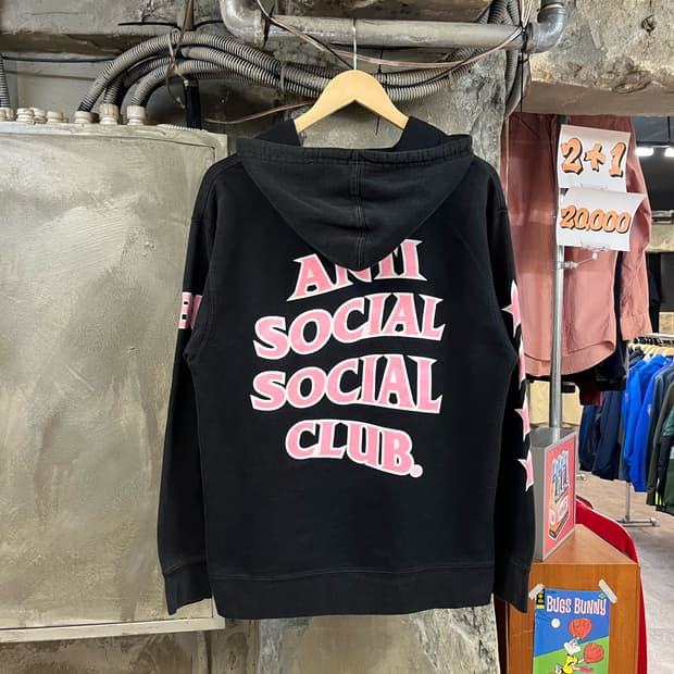 안티 소셜 소셜 클럽 기모 후드티 블랙 M #csz3058 