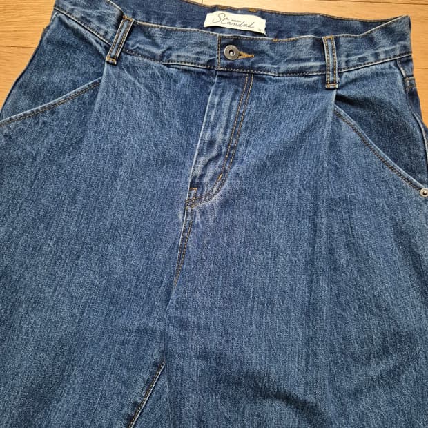 비슬로우 콘밀 원턱 데님 쇼츠 30