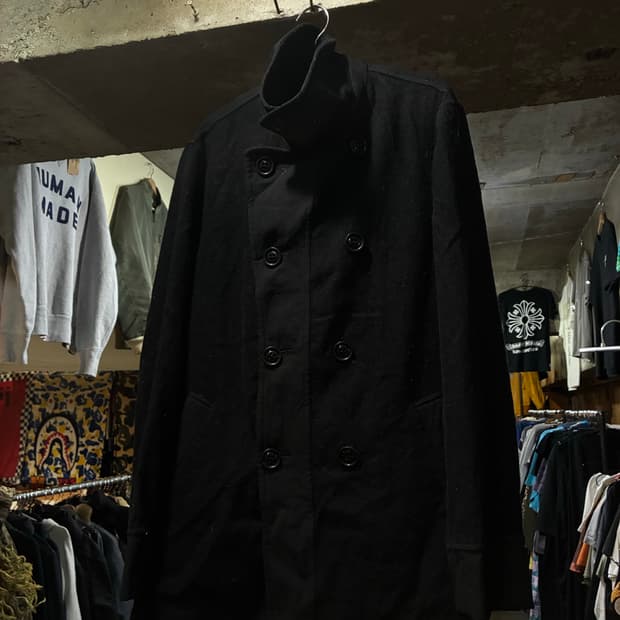 armani 아르마니 모직 & 코튼 믹스 더블 하프 코트 