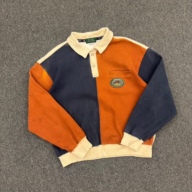 L)Japanese vintage 배색 카라 맨투맨