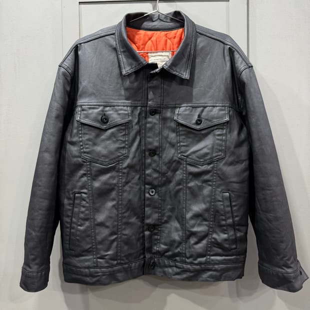 M 일본빈티지 블랙 코팅 트러커 자켓