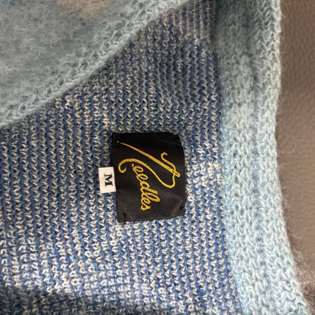 니들스 모헤어 체크 가디건