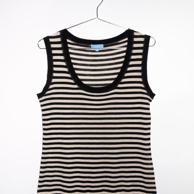 Silk Cashmere Stripe Sleeveless Top