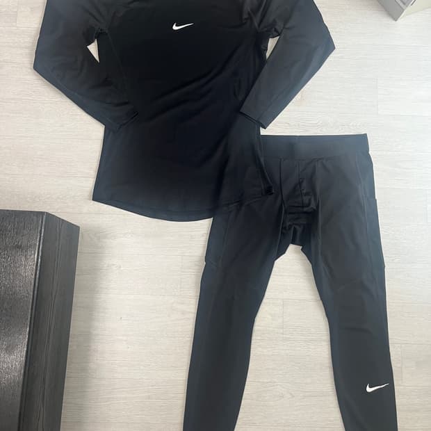 나이키 프로 남성 드라이 핏 타이트 긴팔 레깅스 세트 (XL)