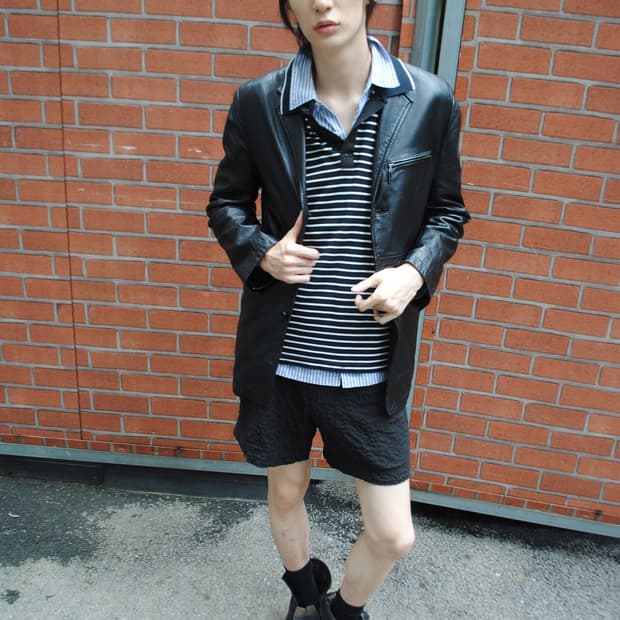 gaultier homme object leather jacket