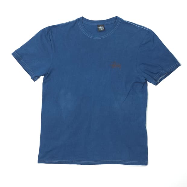 스투시 피그먼트다이 코튼티셔츠 네이비 (M)