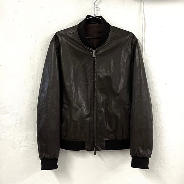 RVL 램스킨 레더 봄버 자켓