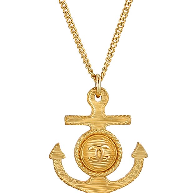 CHANEL Anchor CC Logo Pendant Necklace