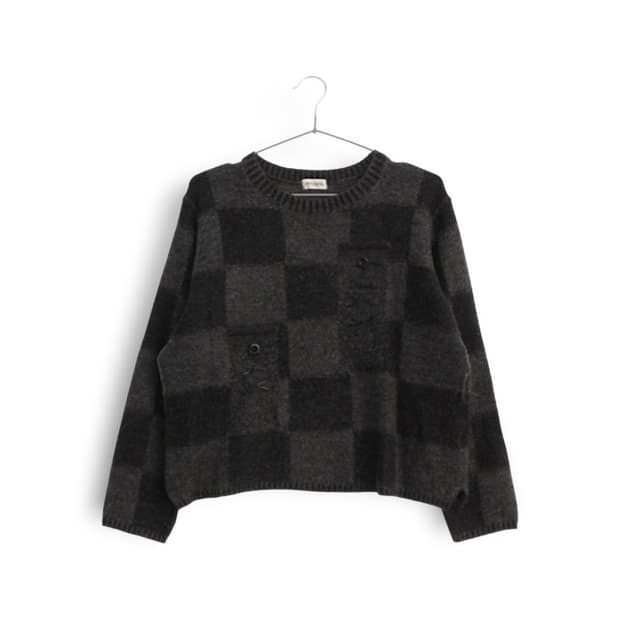 체크 패턴 무늬 니트