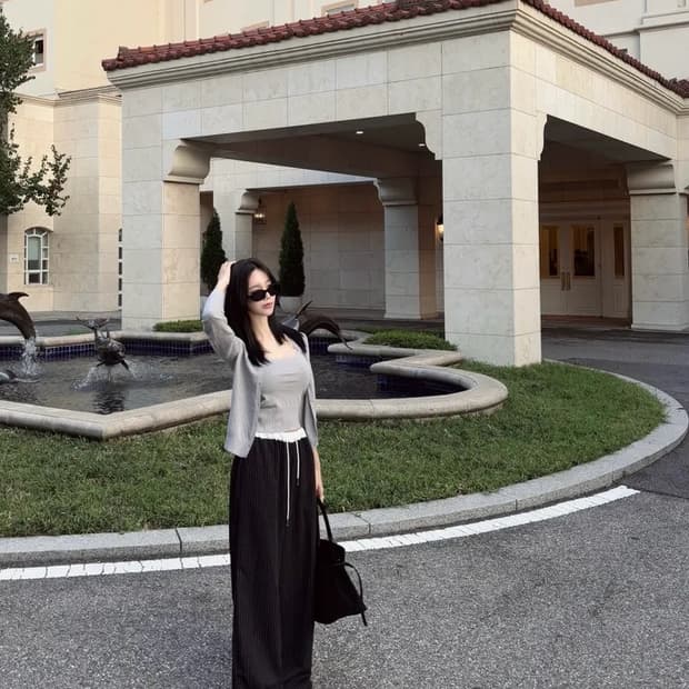 엘딘 나시가디건+스프라이트배색팬츠 셋업