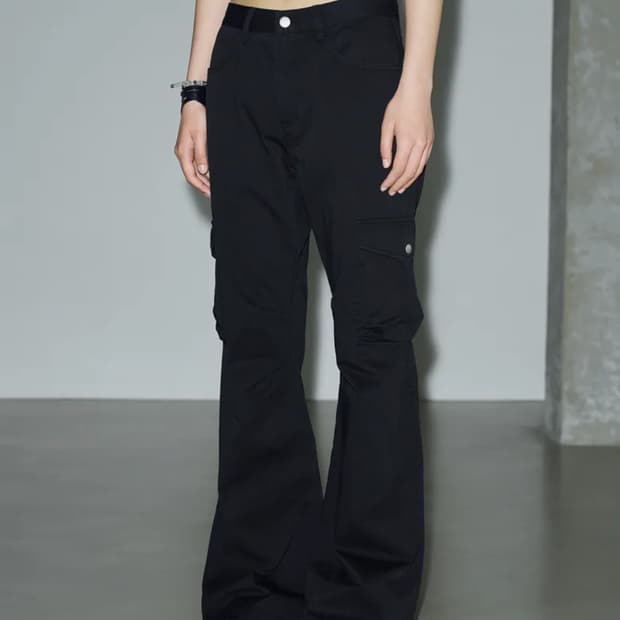 피그먼트 부츠컷 카고 팬츠 [블랙] M
