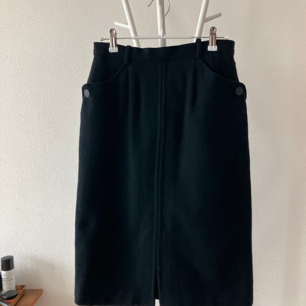 일본빈티지 블랙 울혼방 H라인 미디스커트 모직스커트 택달린 새상품