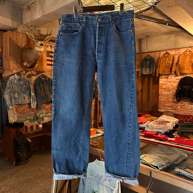 70s USA 빈티지 리바이스 501 66후기 셀비지 데님 팬츠
